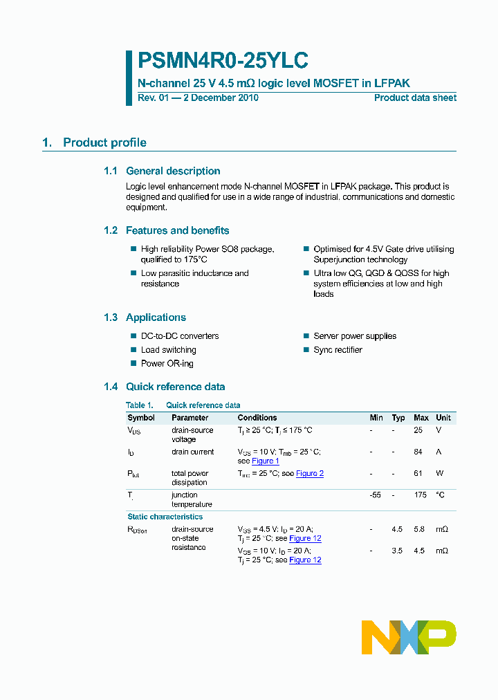 PSMN4R0-25YLC_4434403.PDF Datasheet