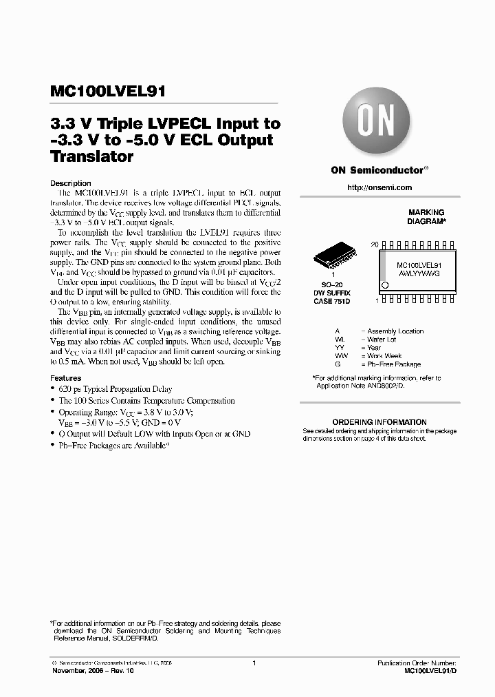 MC100LVEL91DWR2_4441286.PDF Datasheet