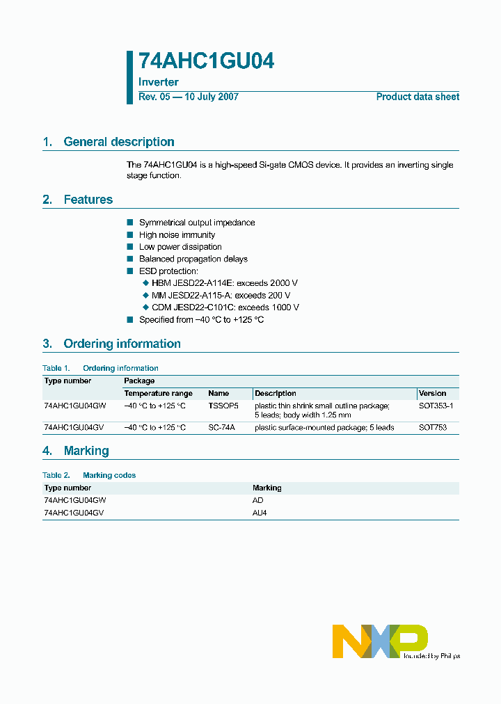 74AHC1GU04GV_4442265.PDF Datasheet