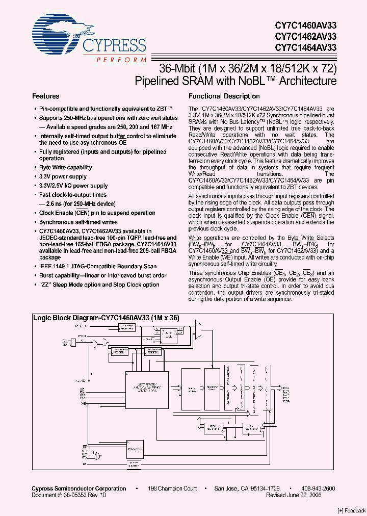 CY7C1464AV33-167BGXI_4460346.PDF Datasheet