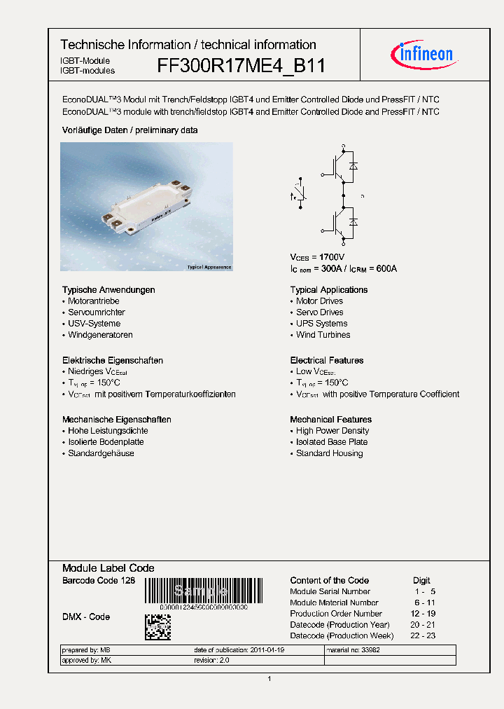 FF300R17ME4B11_4462203.PDF Datasheet