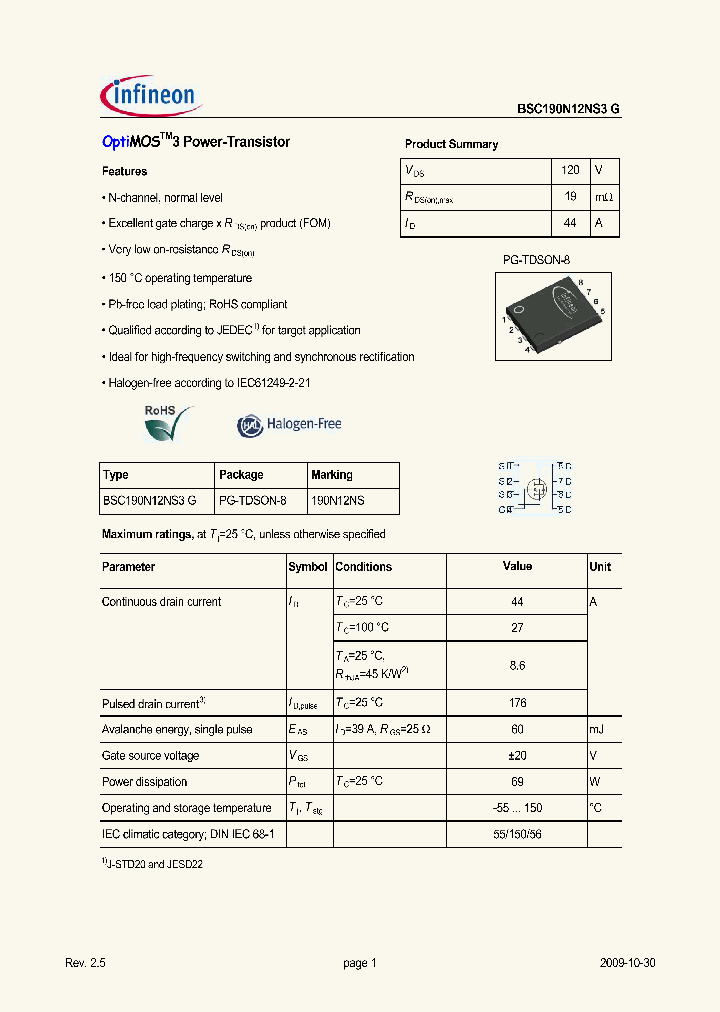 BSC190N12NS3G_4462272.PDF Datasheet