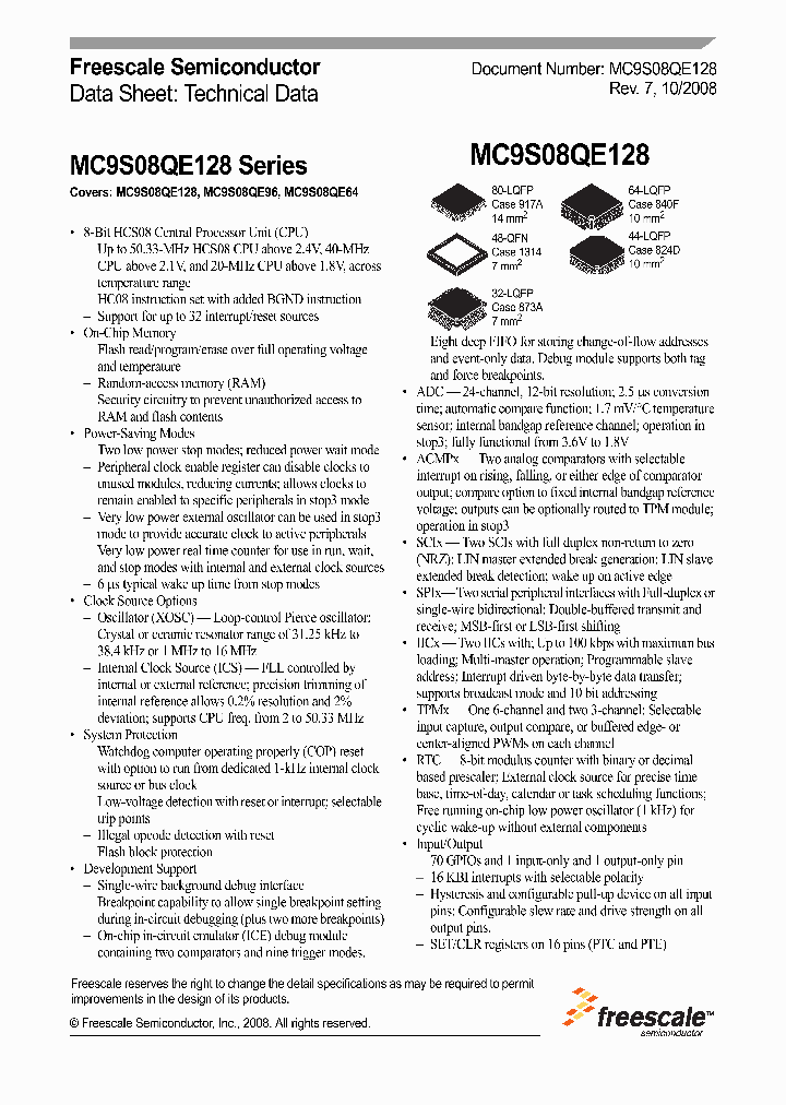 MC9S08QE64CFT_4465834.PDF Datasheet
