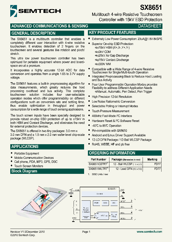 SX8651ICSTRT1_4468291.PDF Datasheet
