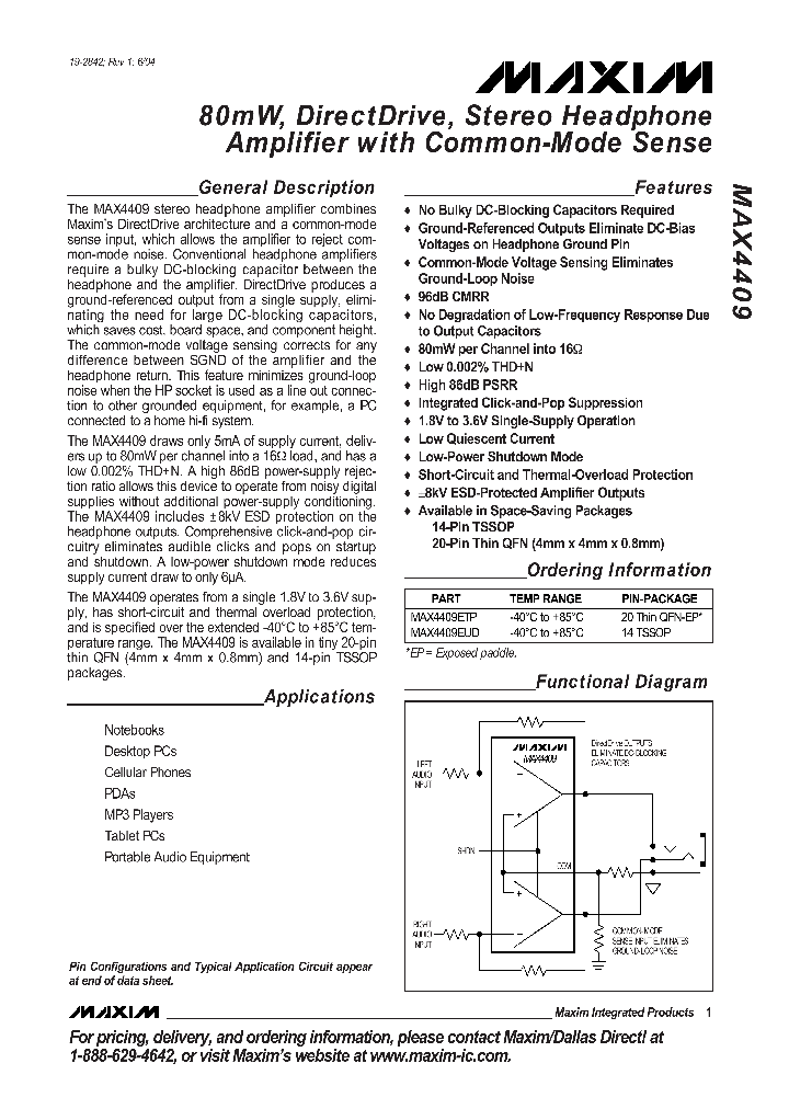 MAX4409ETPT_4489390.PDF Datasheet
