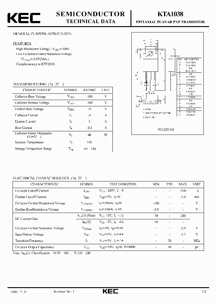 KTA1038_4494141.PDF Datasheet