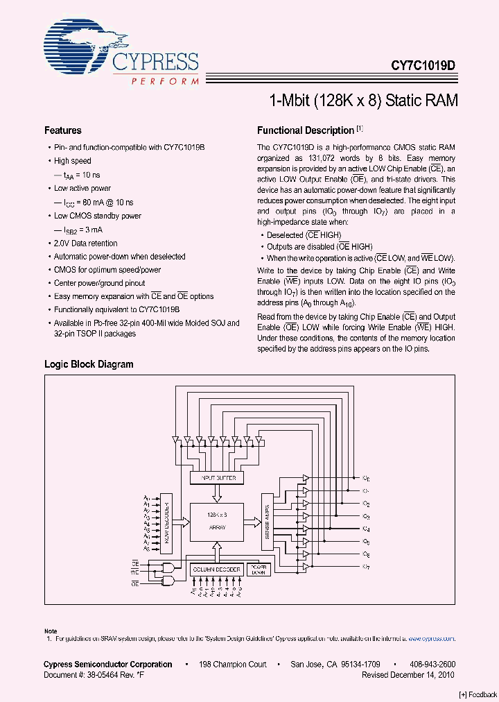 CY7C1019D-10VXI_4496670.PDF Datasheet