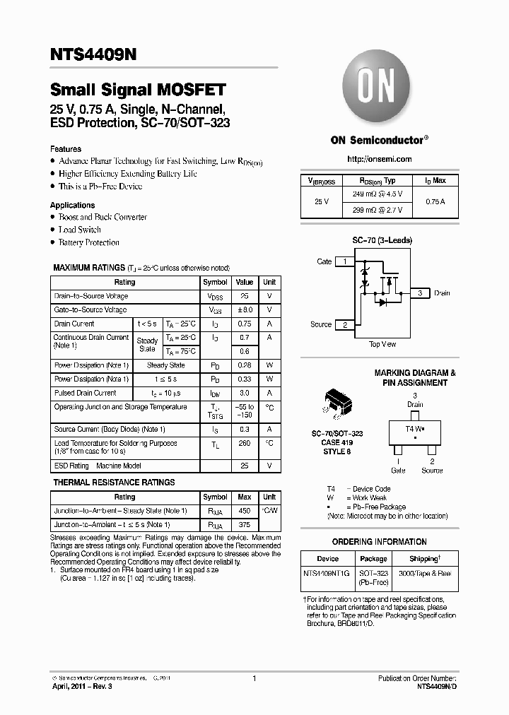 NTS4409NT1G_4499560.PDF Datasheet