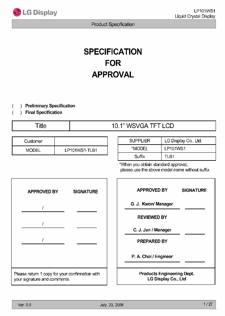 LP101WS1-TLB1_4507265.PDF Datasheet