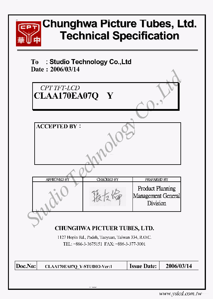 CLAA170EA07_4507473.PDF Datasheet