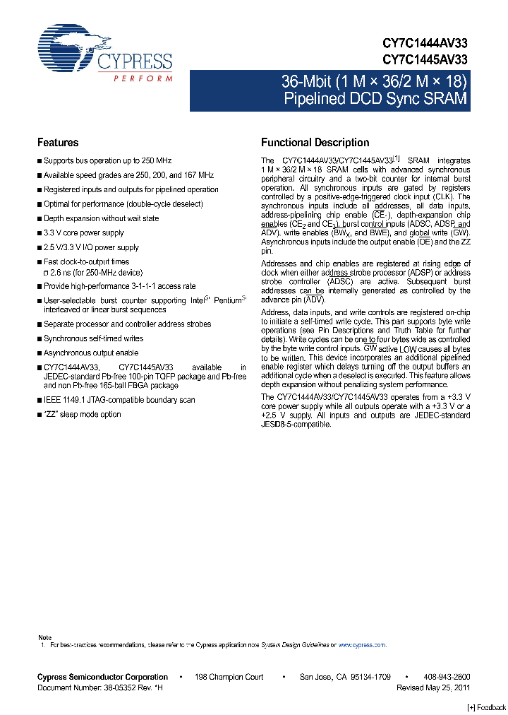 CY7C1445AV33_4509567.PDF Datasheet