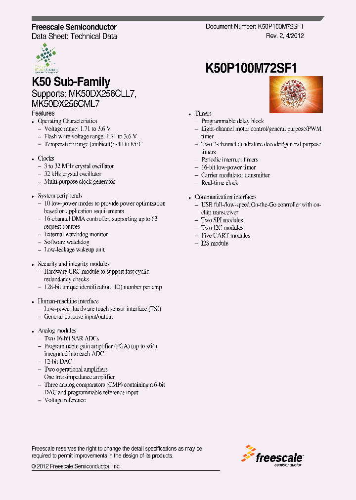 MK50DX256CLL7_4511521.PDF Datasheet