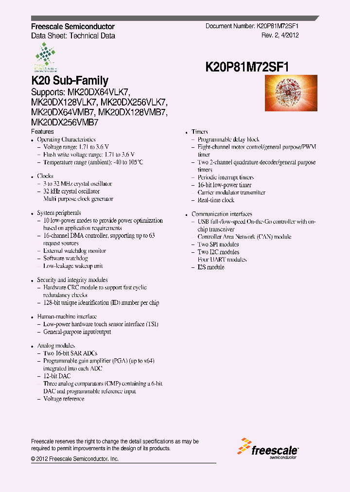 MK20DX256VLK7_4511540.PDF Datasheet