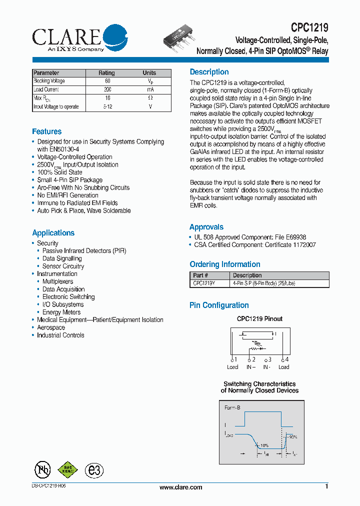 CPC1219Y_4512510.PDF Datasheet