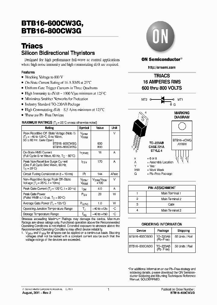 BTB16-600CW3G_4513646.PDF Datasheet
