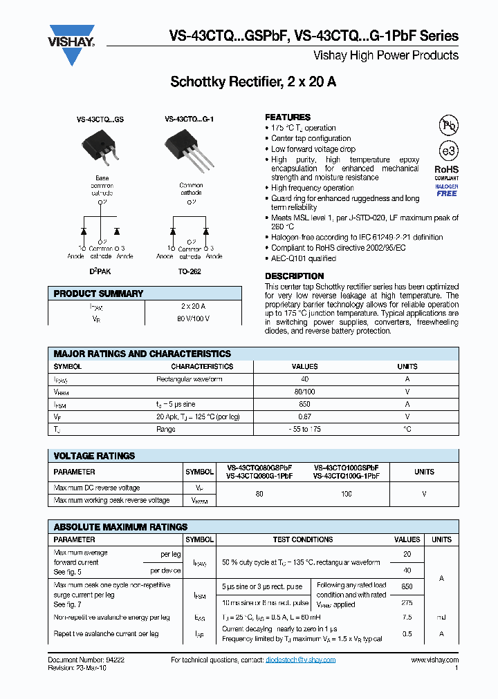 43CTQ100GSTRRP_4516311.PDF Datasheet