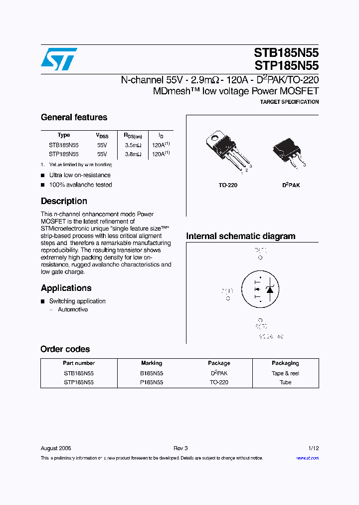 STP185N55_4517607.PDF Datasheet