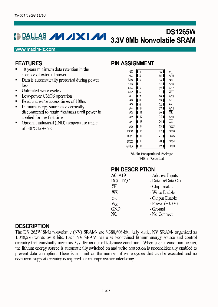 DS1265W-100IND_4521088.PDF Datasheet