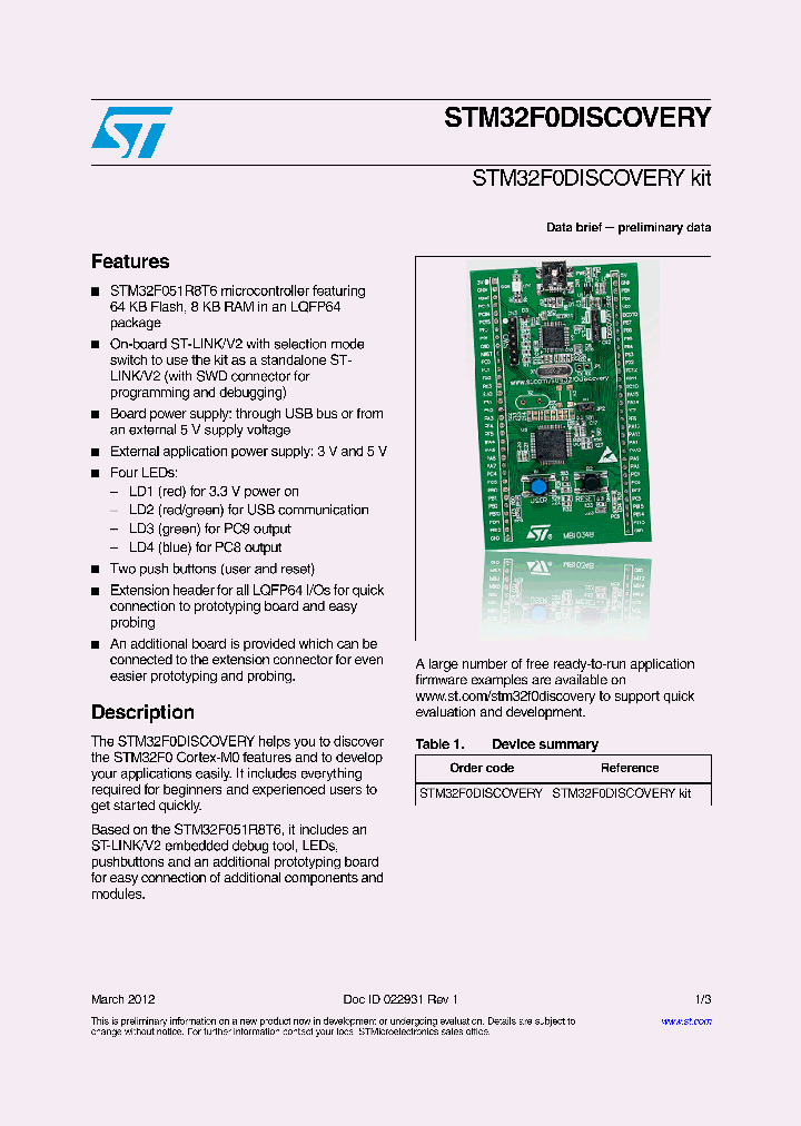 STM32F0DISCOVERY_4521843.PDF Datasheet