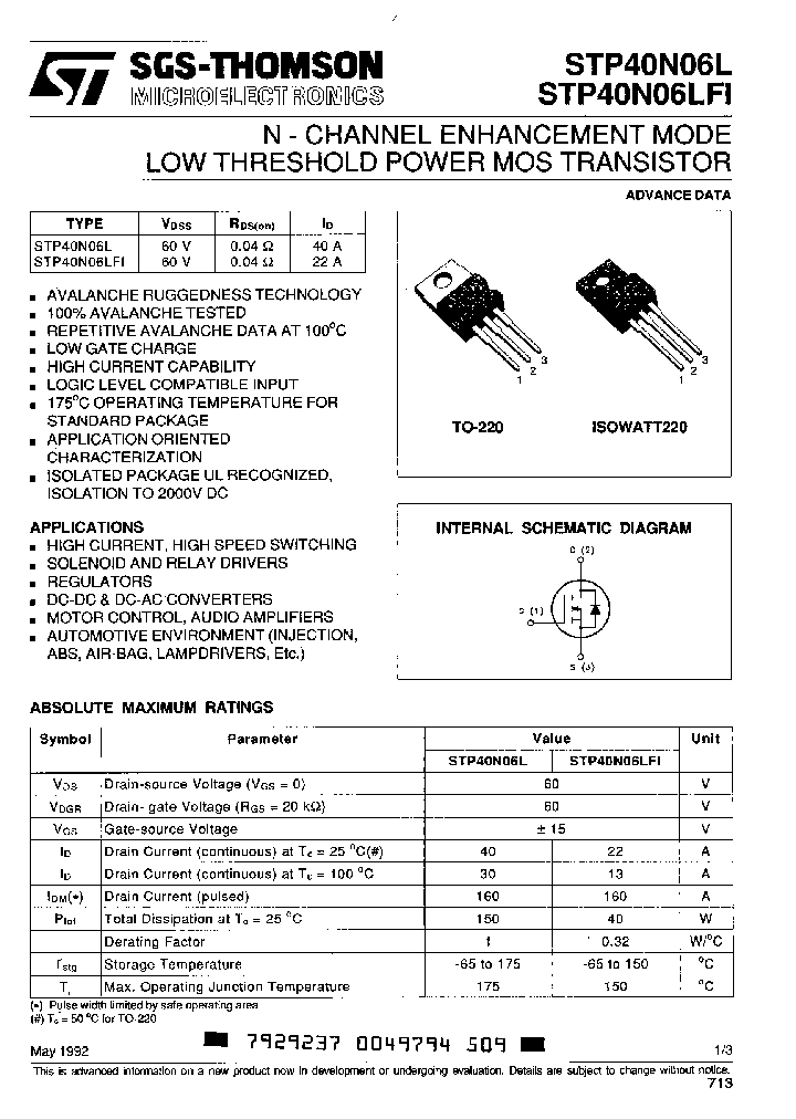 STP40N06LFI_4527318.PDF Datasheet