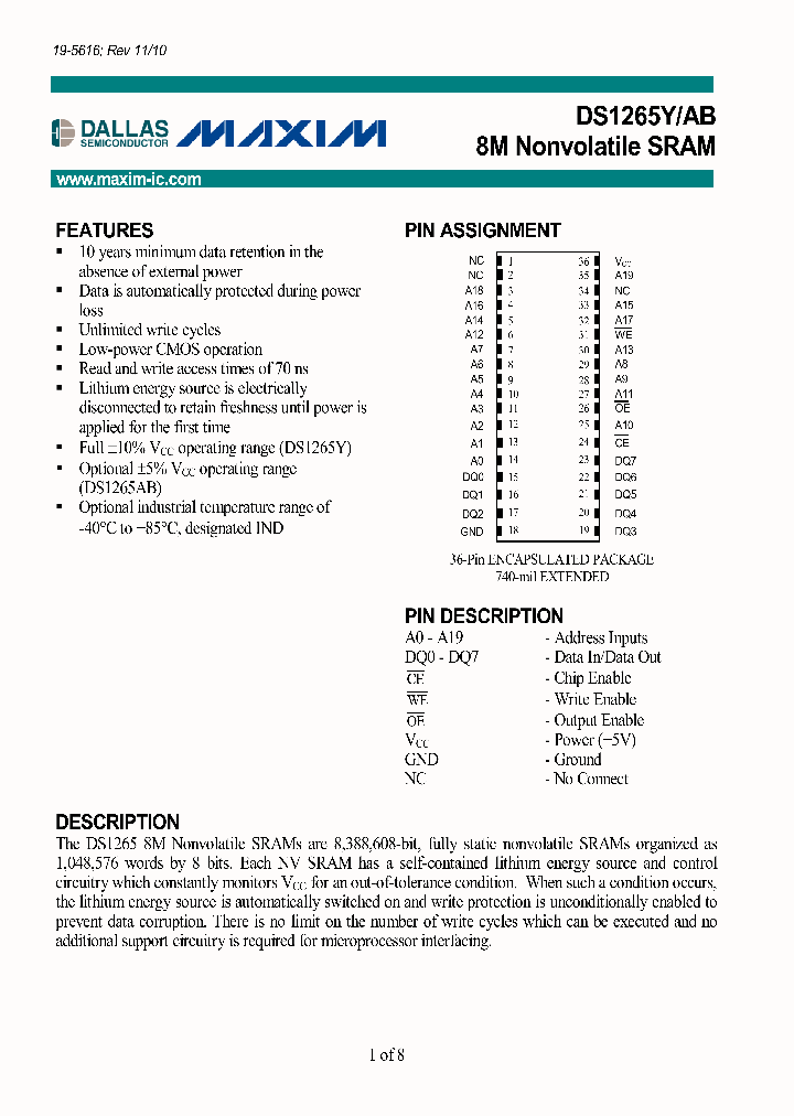 DS1265AB-70IND_4527983.PDF Datasheet