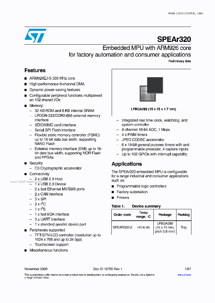 SPEAR320_4528216.PDF Datasheet