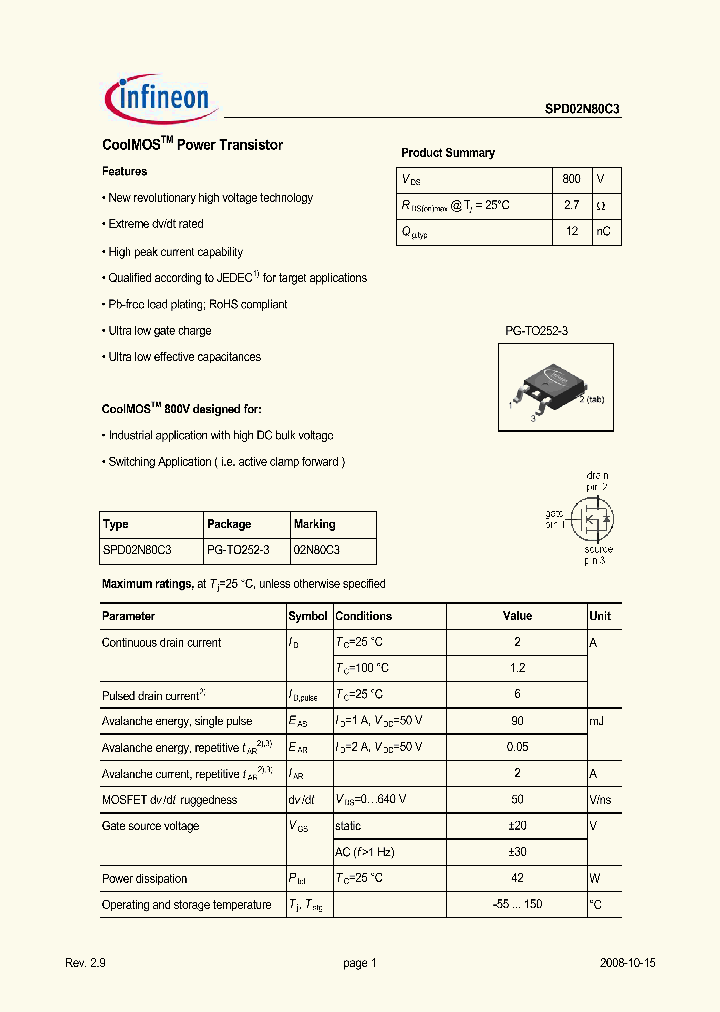 SPD02N80C308_4528296.PDF Datasheet