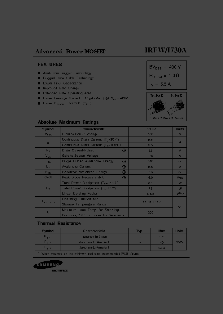 IRFW730A_4531305.PDF Datasheet