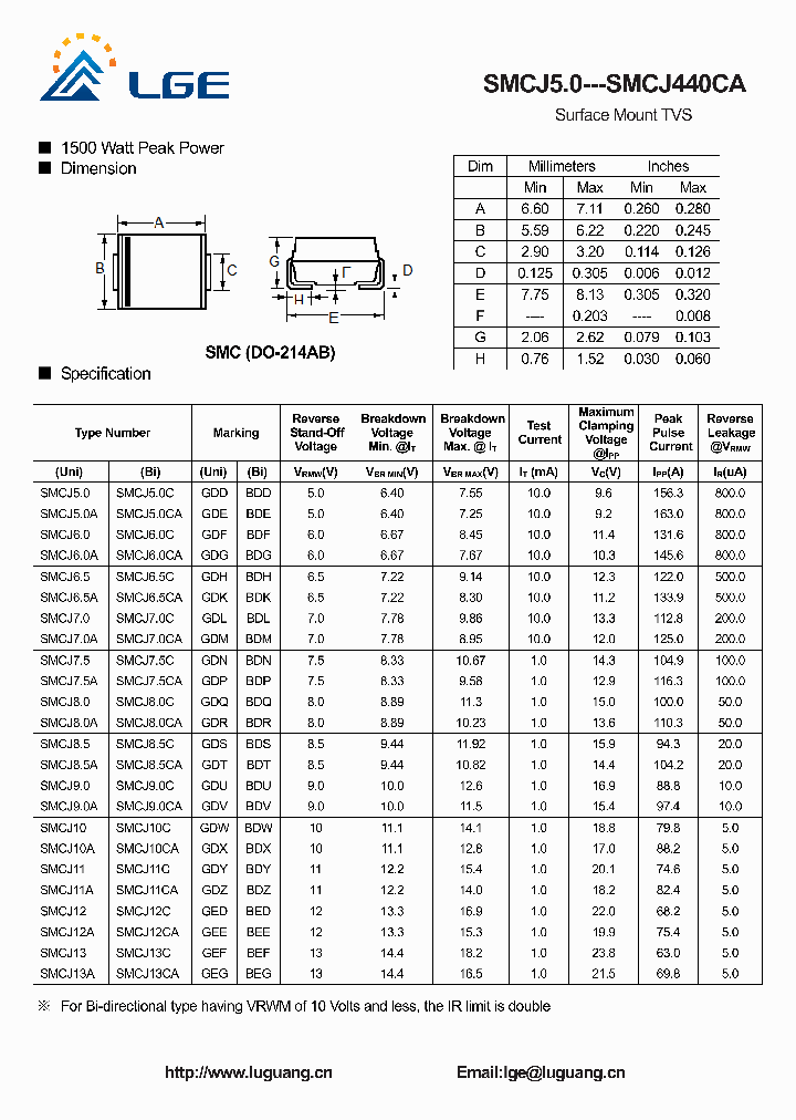 SMCJ190_4537656.PDF Datasheet