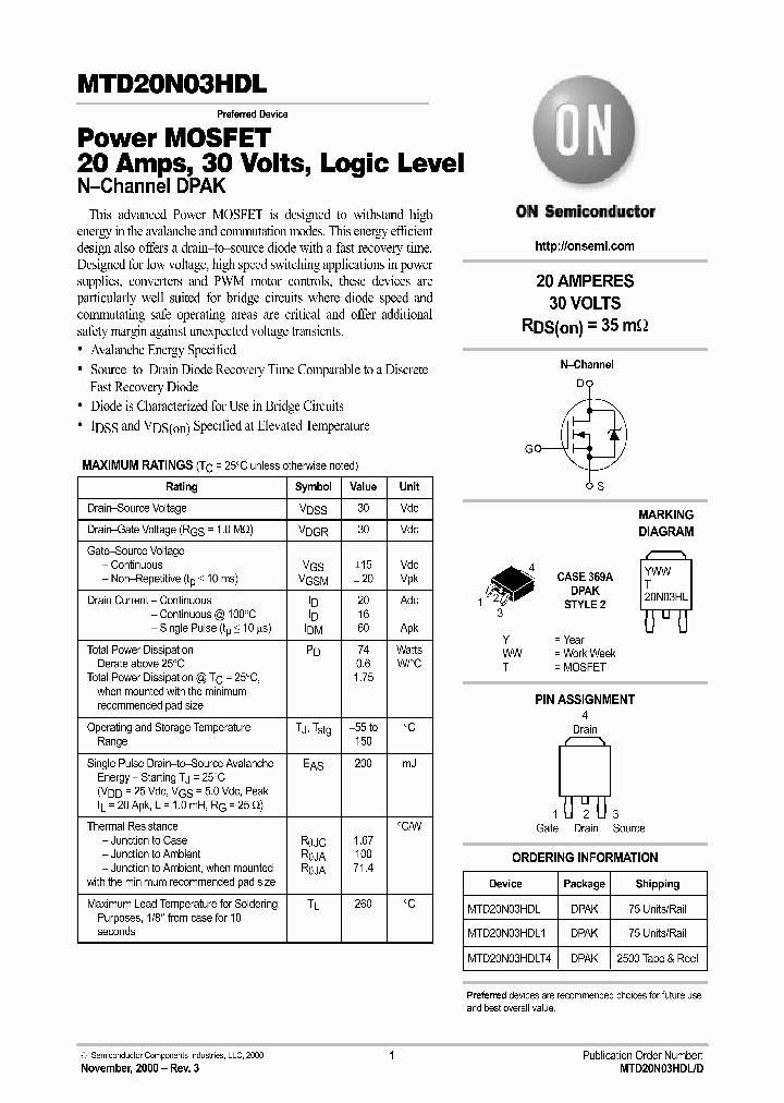MTD20N03HDL-D_4538706.PDF Datasheet