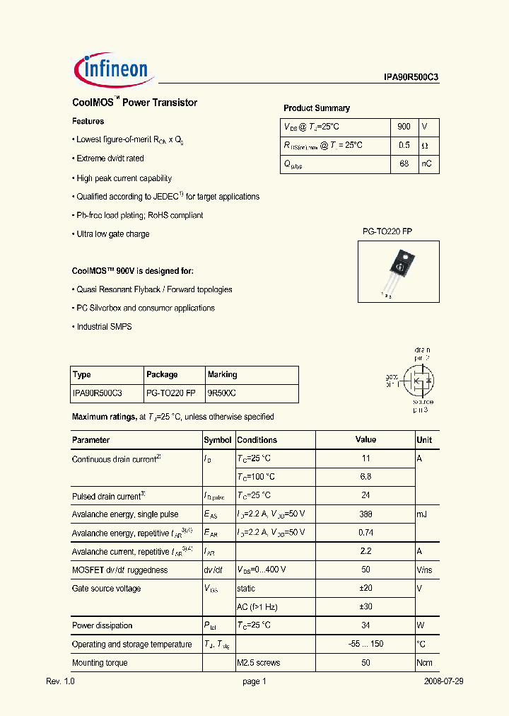 IPA90R500C3_4544791.PDF Datasheet