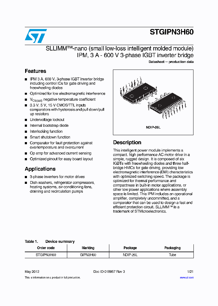 STGIPN3H60_4563258.PDF Datasheet