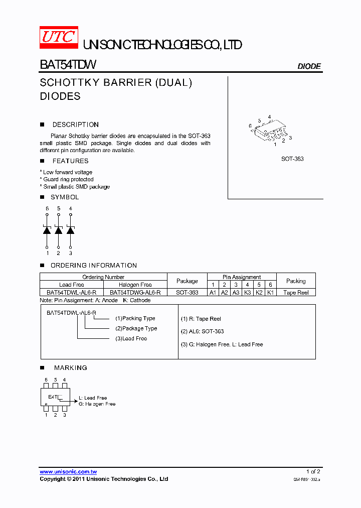 BAT54TDWL-AL6-R_4567125.PDF Datasheet
