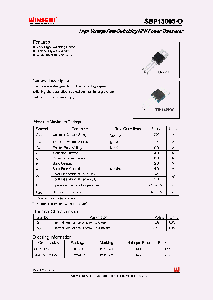 SBP13005-O_4571211.PDF Datasheet