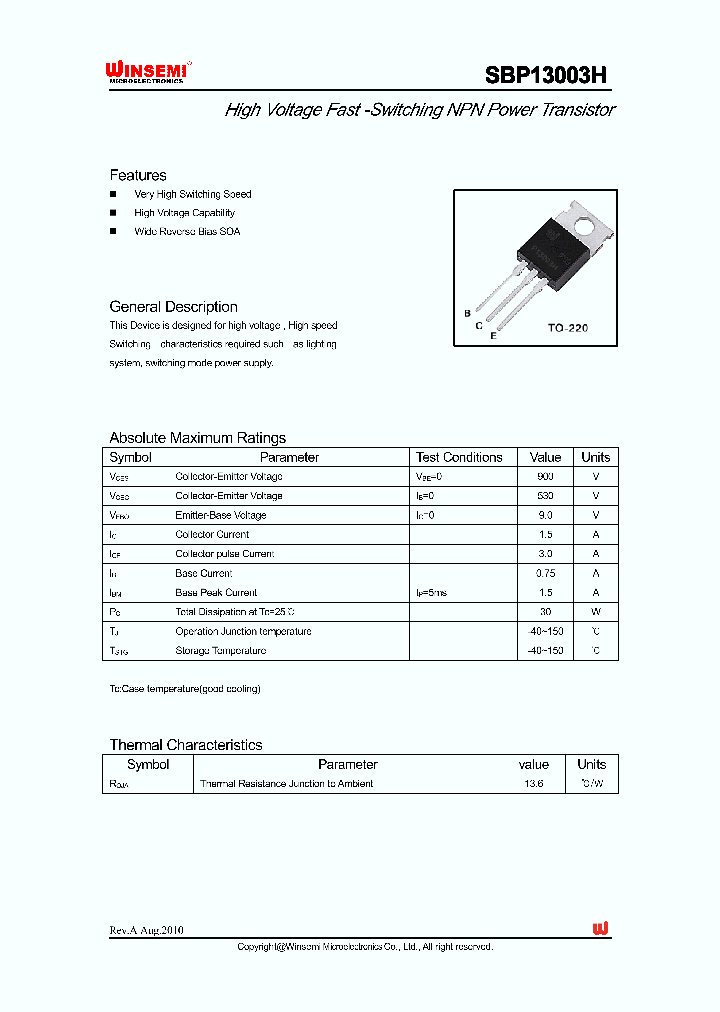 SBP13003H_4571210.PDF Datasheet