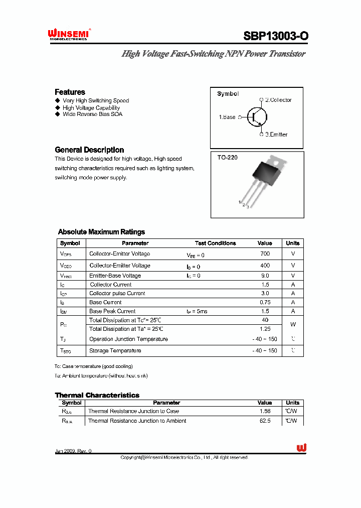 SBP13003-O_4571207.PDF Datasheet