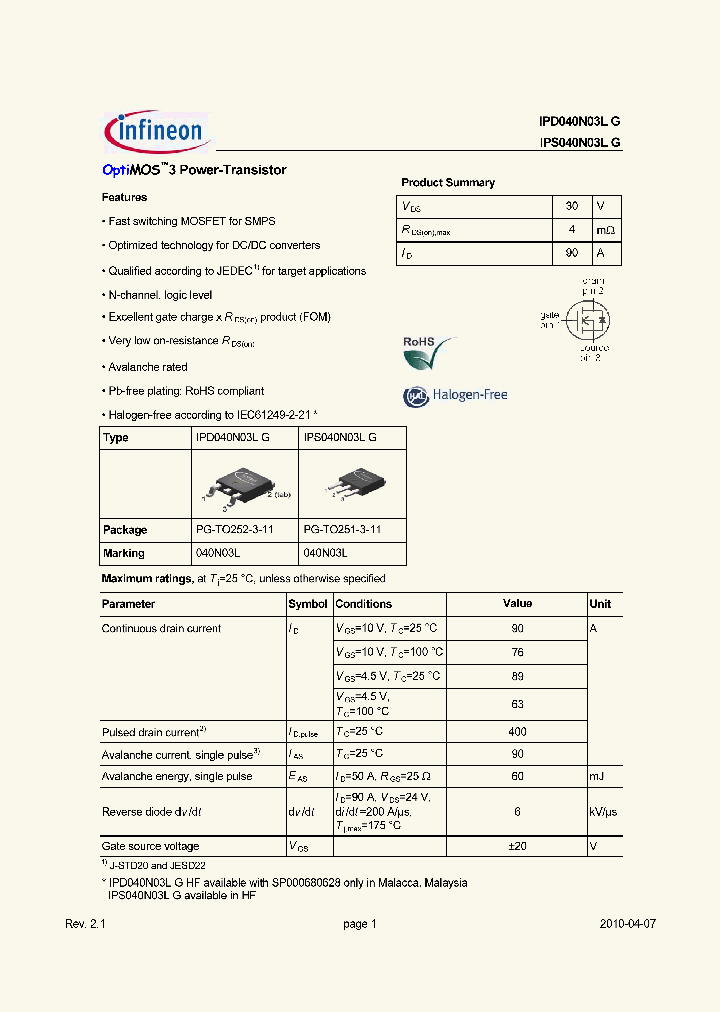 IPD040N03LG_4579010.PDF Datasheet