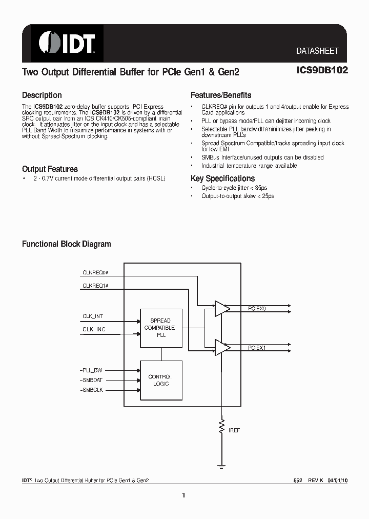 ICS9DB10210_4582076.PDF Datasheet