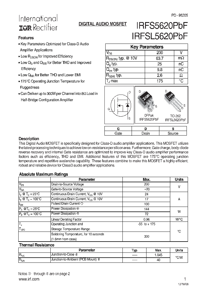 IRFSL5620PBF_4583764.PDF Datasheet
