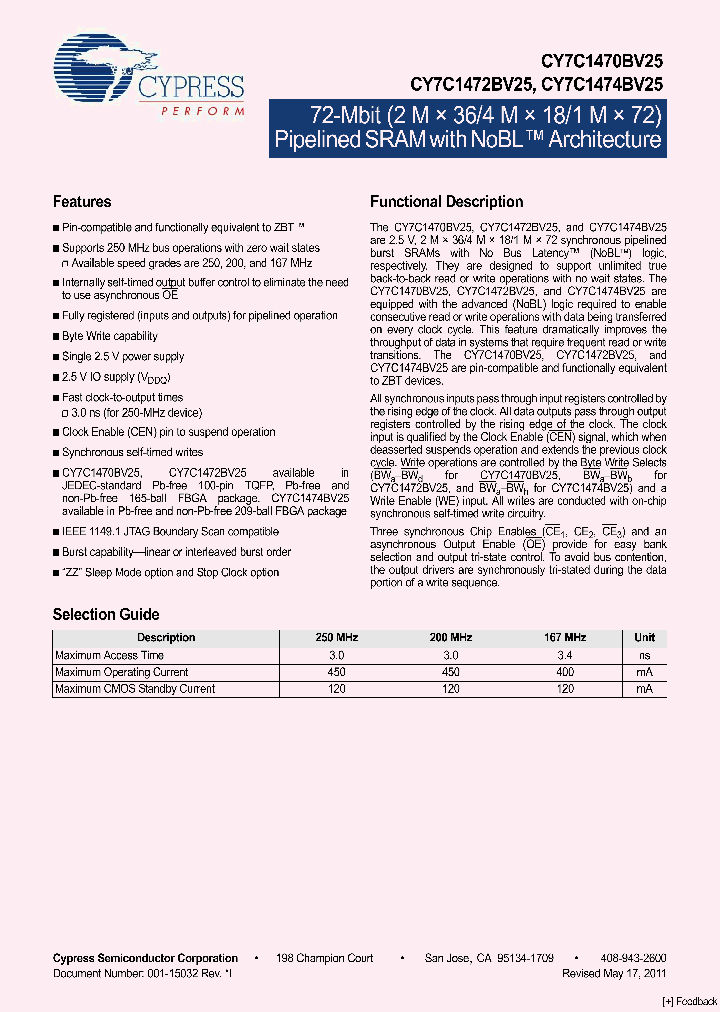 CY7C1470BV25_4583864.PDF Datasheet