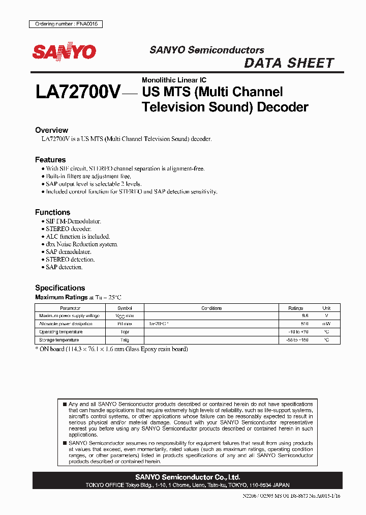 LA72700V_4589595.PDF Datasheet