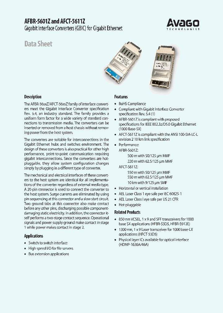 AFBR-5601Z_4589943.PDF Datasheet