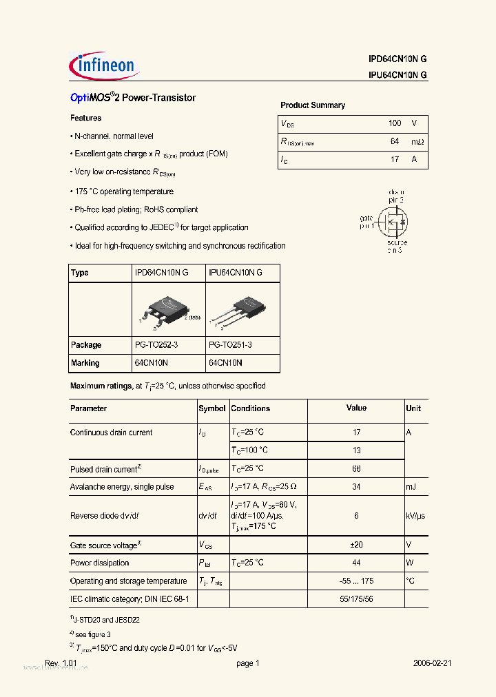 IPU64CN10NG_4591782.PDF Datasheet