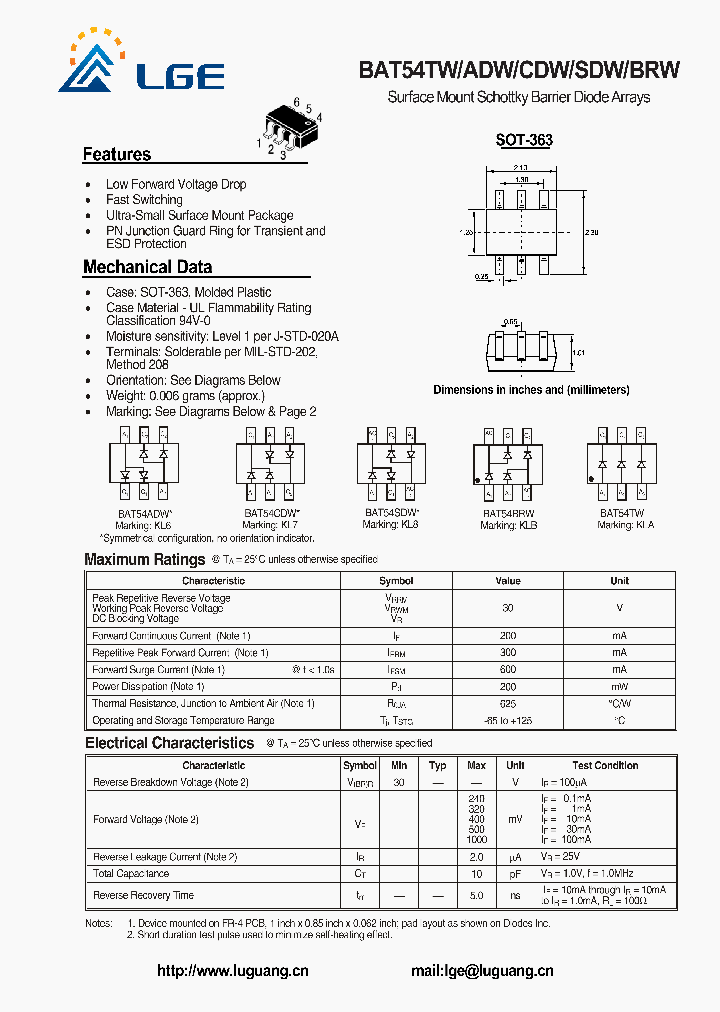 BAT54SDW_4600170.PDF Datasheet