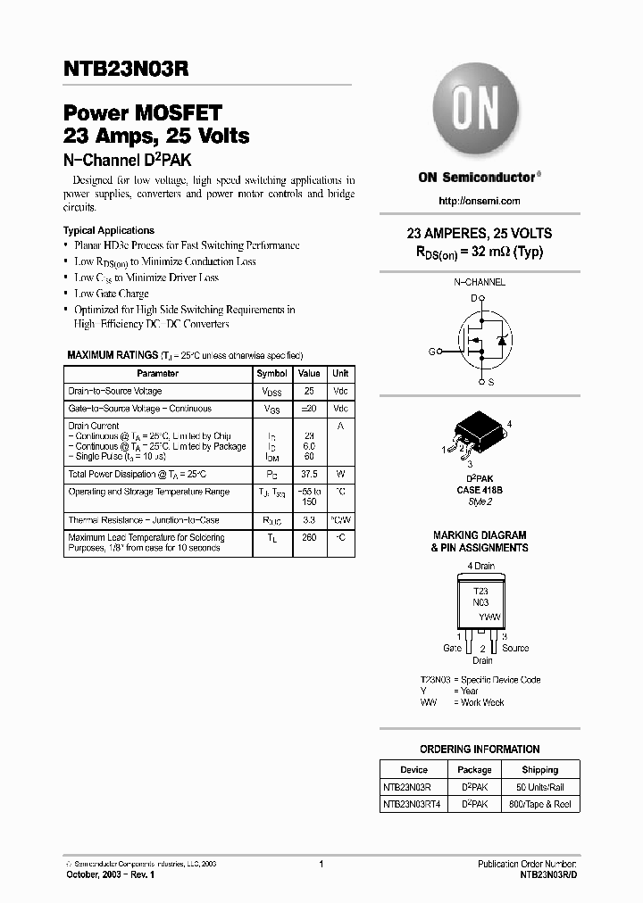 NTB23N03R_4605165.PDF Datasheet