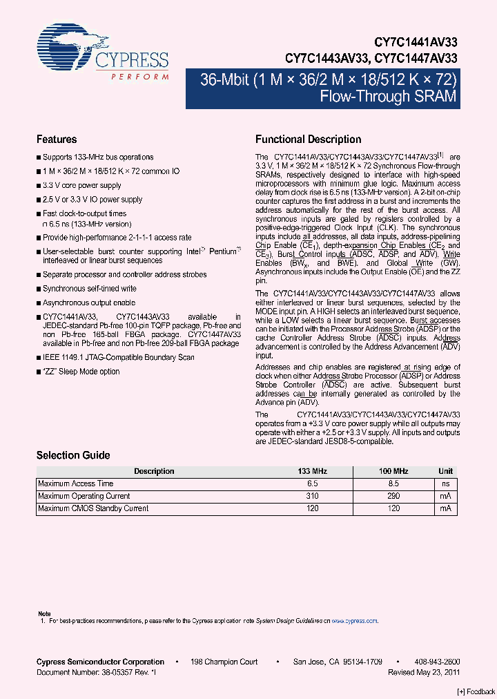 CY7C1443AV33_4606189.PDF Datasheet