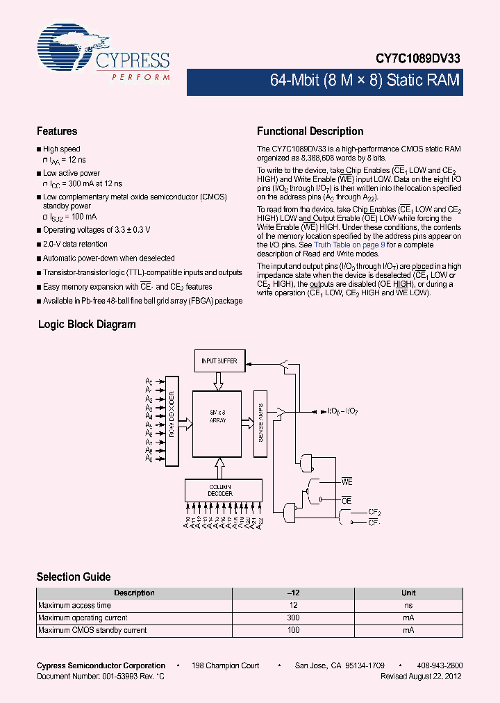 CY7C1089DV33-12BAXI_4616314.PDF Datasheet