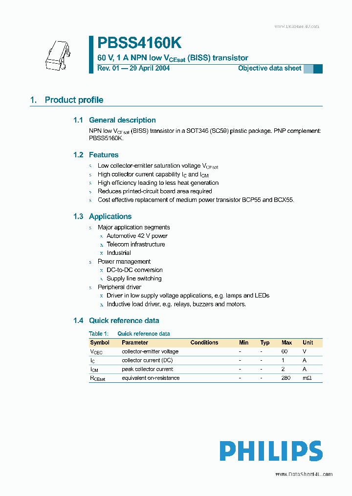 PBSS4160K_4619490.PDF Datasheet