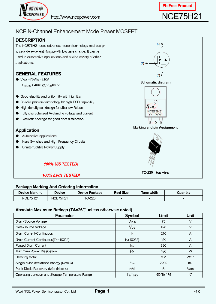 NCE75H21_4619499.PDF Datasheet