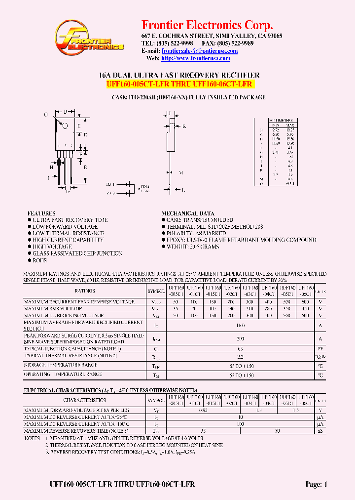 UFF160-005CT-LFR_4621961.PDF Datasheet